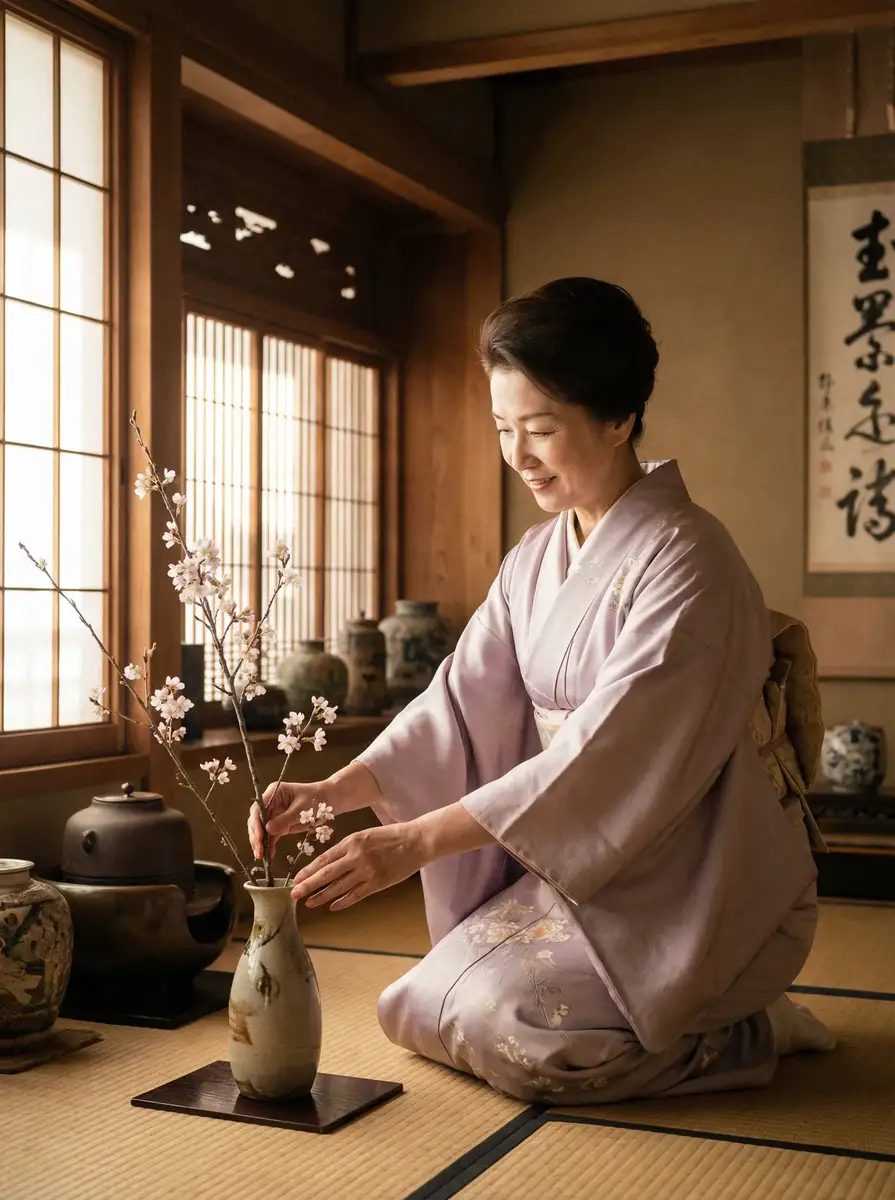 一位优雅的 潘甜甜-亚洲明星最新资讯|精品视频|独家报导平台 在和室中插花